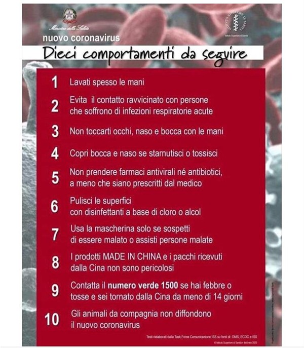 MISURE URGENTI IN MATERIA DI CONTENIMENTO E GESTIONE DELL'EMERGENZA EPIDEMIOLOGICA DA CORONAVIRUS